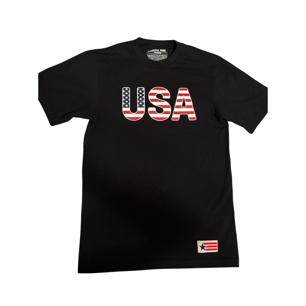 American Giant Flag Collection Shirt Short Sleeve USA American Made Black Small